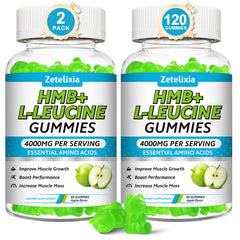 Zetelixia HMB and Leucine gummies bottle with green apple flavor for daily recovery.