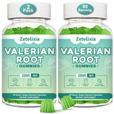 Zetelixia valerian gummies pack-front signals vegan, non-GMO calm support.