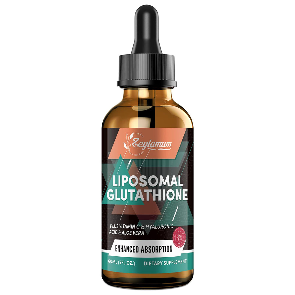 Zeylamum liposomal glutathione liquid bottle with dropper for easy dosing and fast absorption.