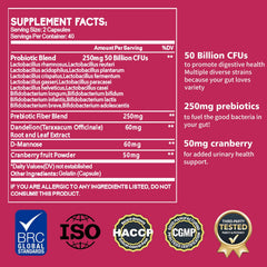 Ingredients panel of Zhibenon Premium Vaginal Probiotics showing key strains