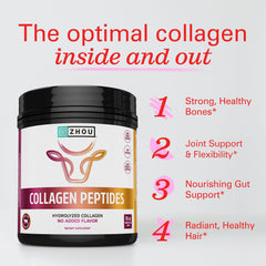 ZHOU Collagen Peptides scoop included for convenient daily collagen addition.