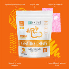 ZHOU Creatine Chews serving portion illustrating 5 g per serving