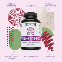 Zhou Evening Primrose Oil packaging on display for everyday vitamins