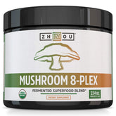 ZHOU Mushroom 8-Plex powder tin showing texture for natural energy