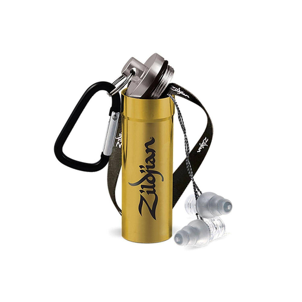 Zildjian Standard Fit Hi-Fi Earplugs packaging and case for quick access to protection