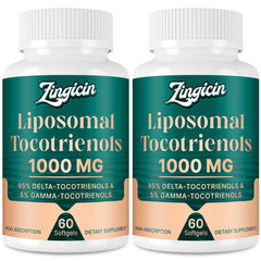 Zingicin Vitamin E Tocotrienols bottle showing liposomal delivery for improved absorption