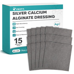 ZMZPA Ag Silver Calcium Alginate Dressing 4x4; sterile and individually packaged for wound care.