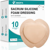 ZMZPA Sacral Foam Dressing front view with border for secure coverage.