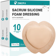 ZMZPA Sacral Foam Dressing front view with border for secure coverage.