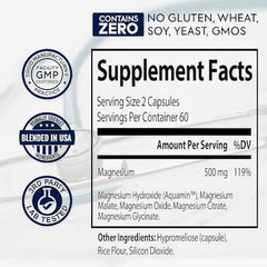 ZnS Health capsules close-up highlights easy-to-swallow magnesium forms.