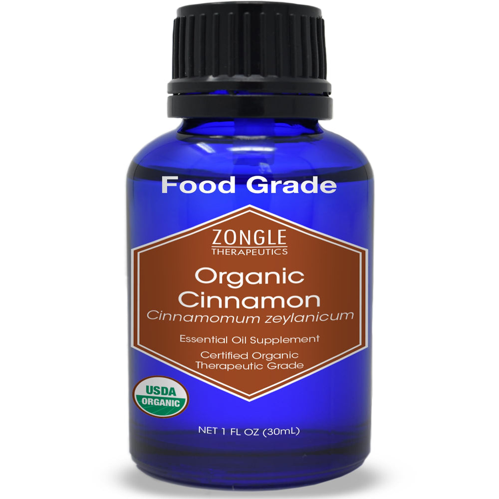 Zongle Therapeutics cinnamon leaf oil bottle for culinary use and flavor enhancement.