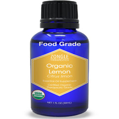 Zongle Therapeutics Lemon Essential Oil bottle for cooking and brightening desserts.