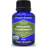 Zongle Therapeutics rosemary oil bottle highlights edible, hair-friendly purity.