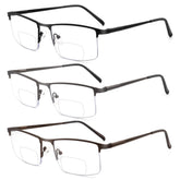 Zooxsky 3-pack bifocal reading glasses with metal half-frame for all-day near and far vision