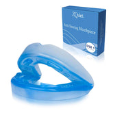 ZQuiet packaging box reveals the mouthpiece and included size options for fit.