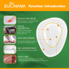 ZUCNANA ball-of-foot cushions with soft gel for shock absorption.