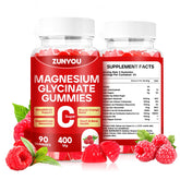 ZUNYOU Magnesium Glycinate Gummies bottle highlights sleep and calm benefits.
