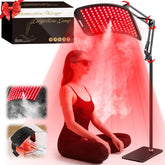 ZUOHE red light panel on stand focused on face for at-home rejuvenation.