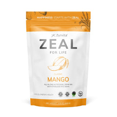 Zurvita Zeal for Life mango bottle offers gluten-free vegan wellness support