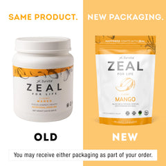 Pouring Zurvita Zeal for Life mango drink into glass for daily hydration