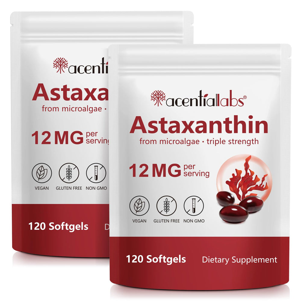 ZUZOKKAHA astaxanthin softgels bottle closeup highlighting 12 mg potency for daily antioxidant support