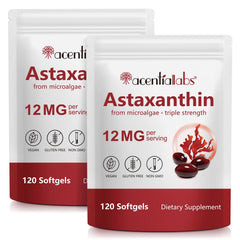 ZUZOKKAHA astaxanthin softgels bottle closeup highlighting 12 mg potency for daily antioxidant support