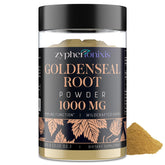 Zypherionixis goldenseal root powder bottle showing premium gluten free blend for daily wellness