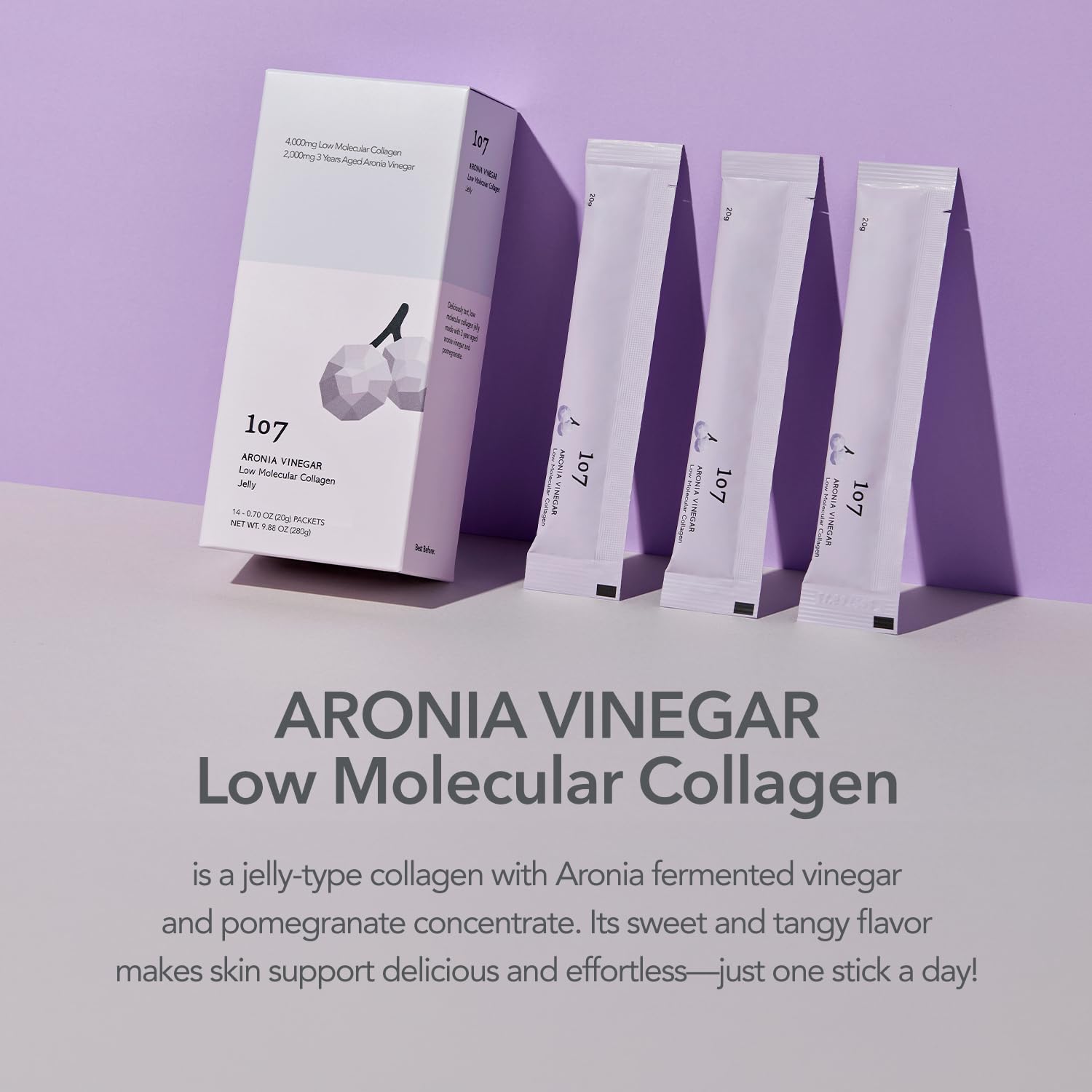 107 ARONIA probiotic blend image suggests gut-friendly beauty routine.