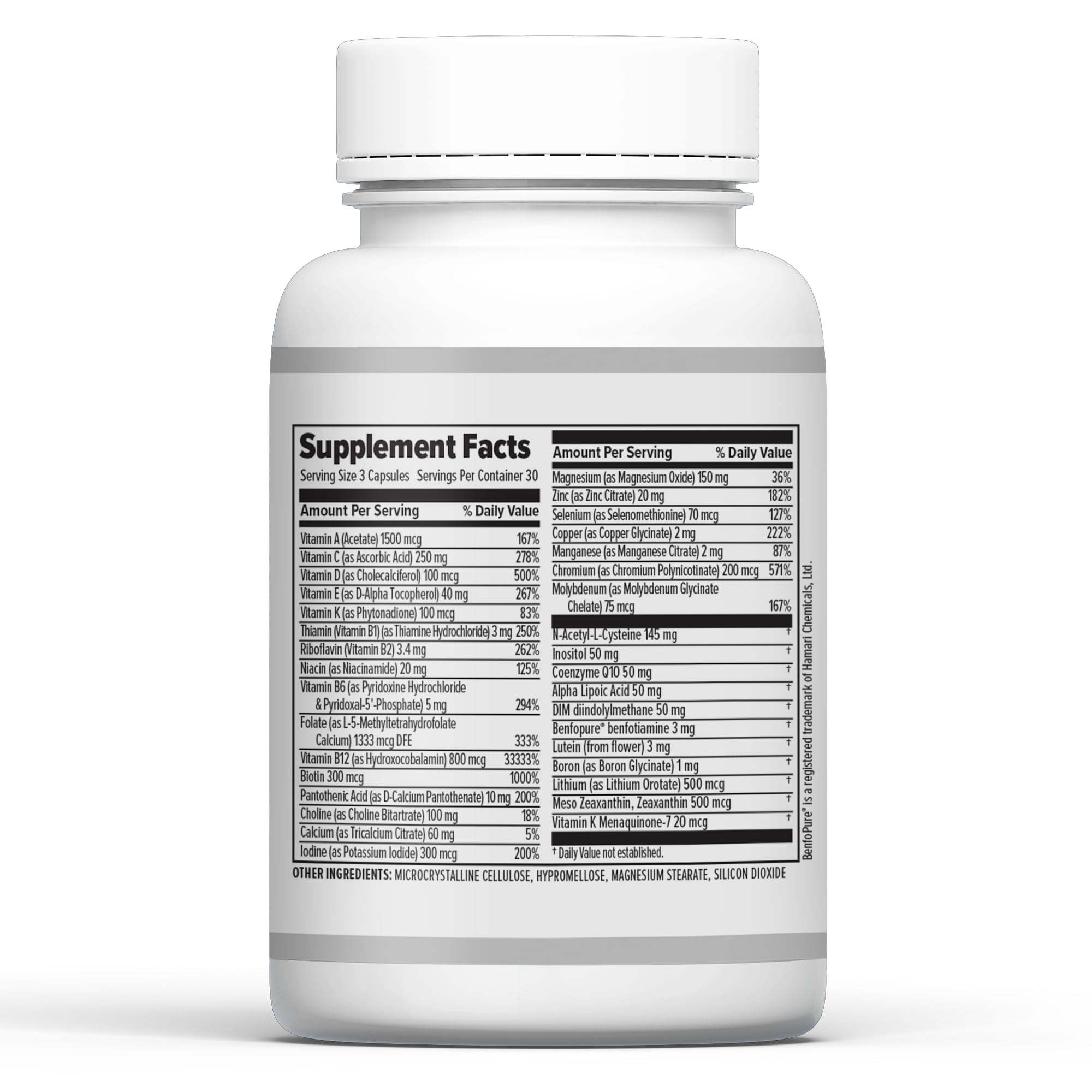 Product shot emphasizing capsules texture of 10X Health System vitamin.