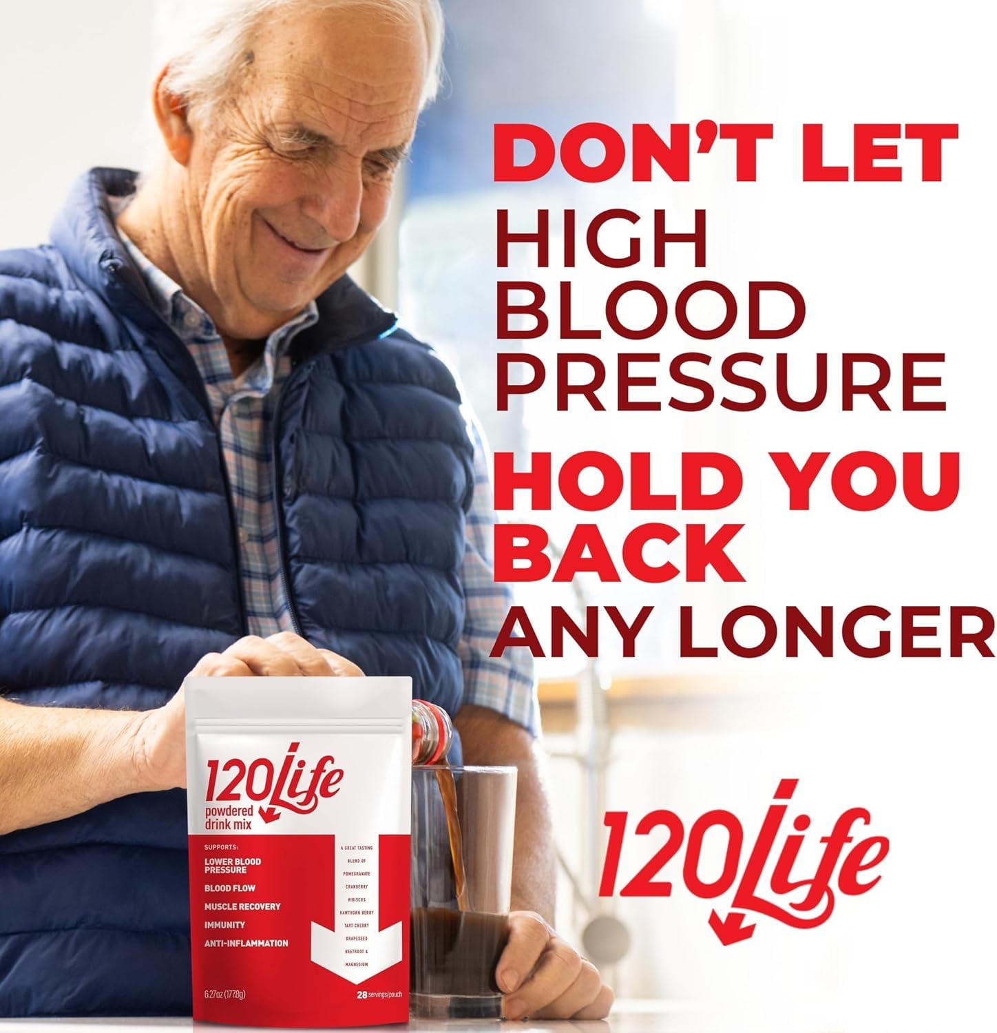 120LIFE 28 servings packaging conveying long-lasting daily use