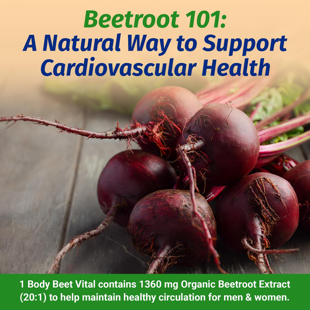 Label closeup on 1 Body Beet Vital highlighting organic beetroot extract
