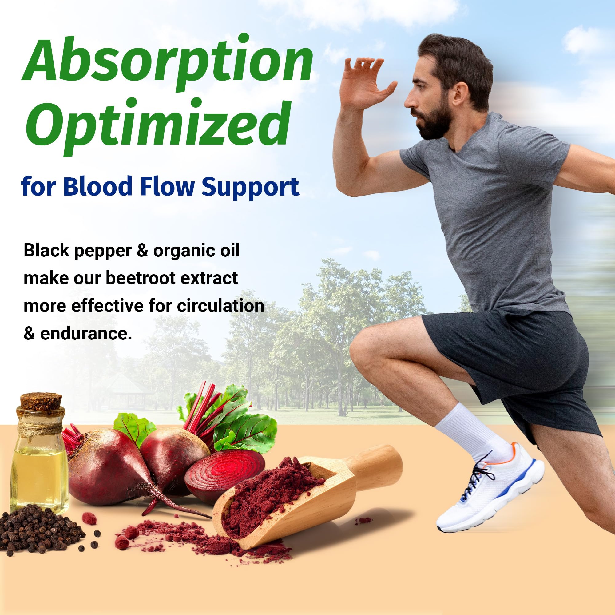 1 Body Beet Vital bottle pictured on counter beside a glass