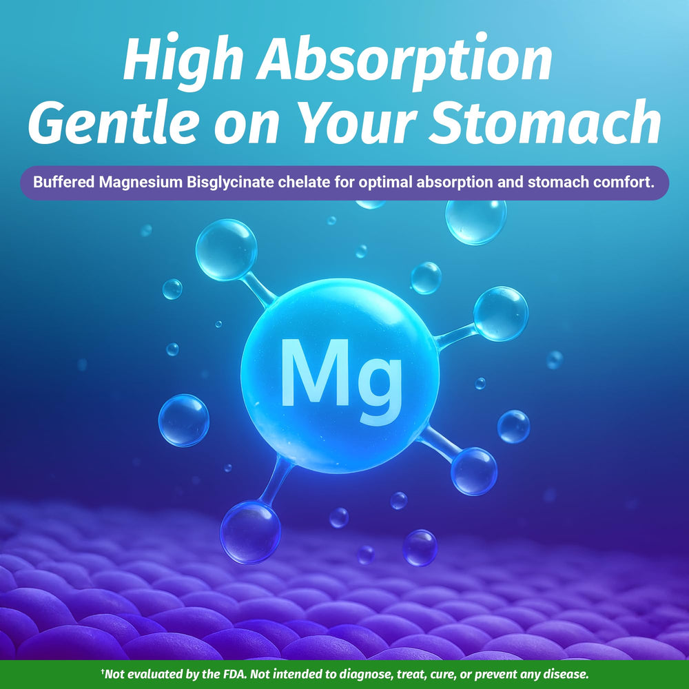 1 Body magnesium bisglycinate capsules label closeup emphasizing chelated absorption.