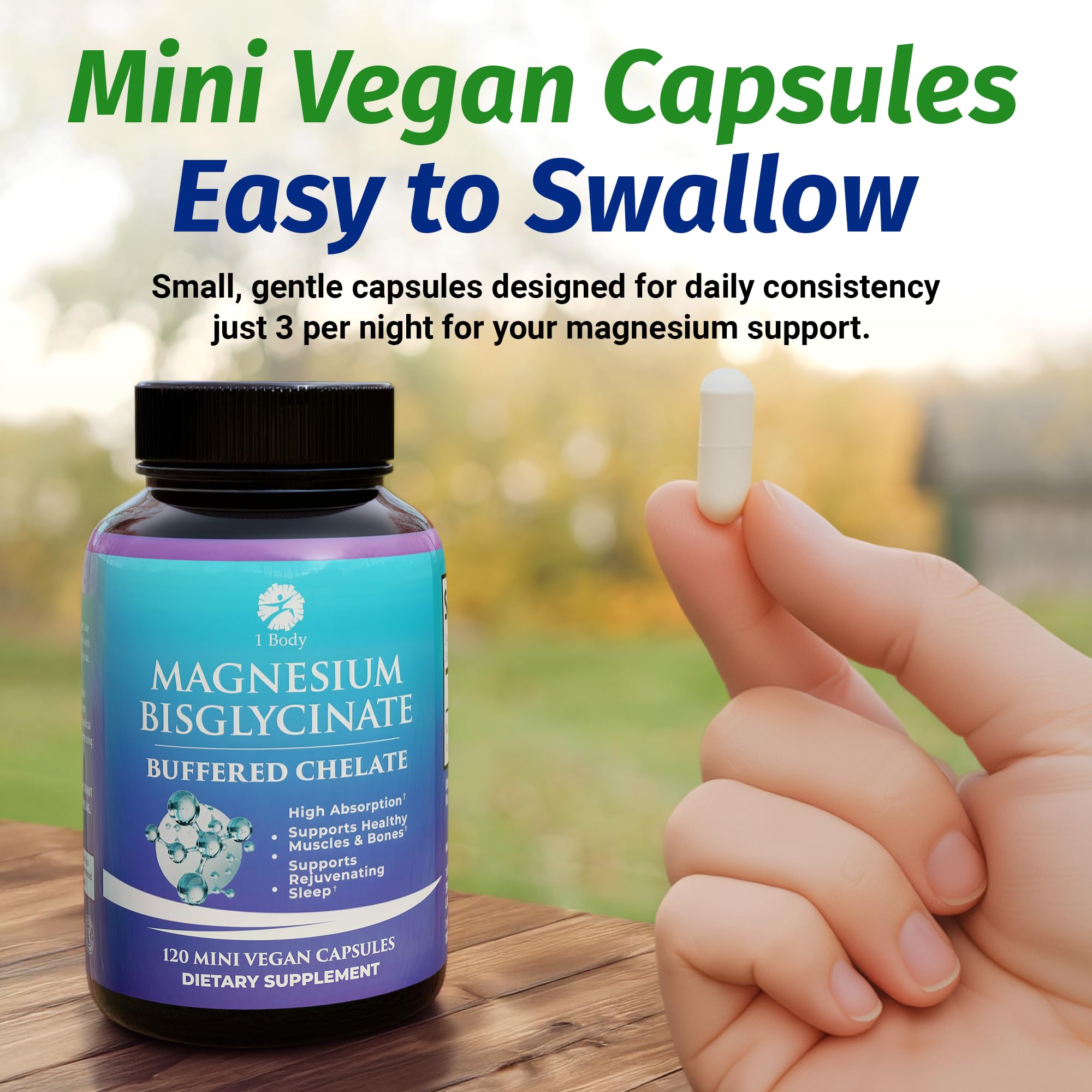 1 Body magnesium bisglycinate capsules USA made in a CGMP facility.