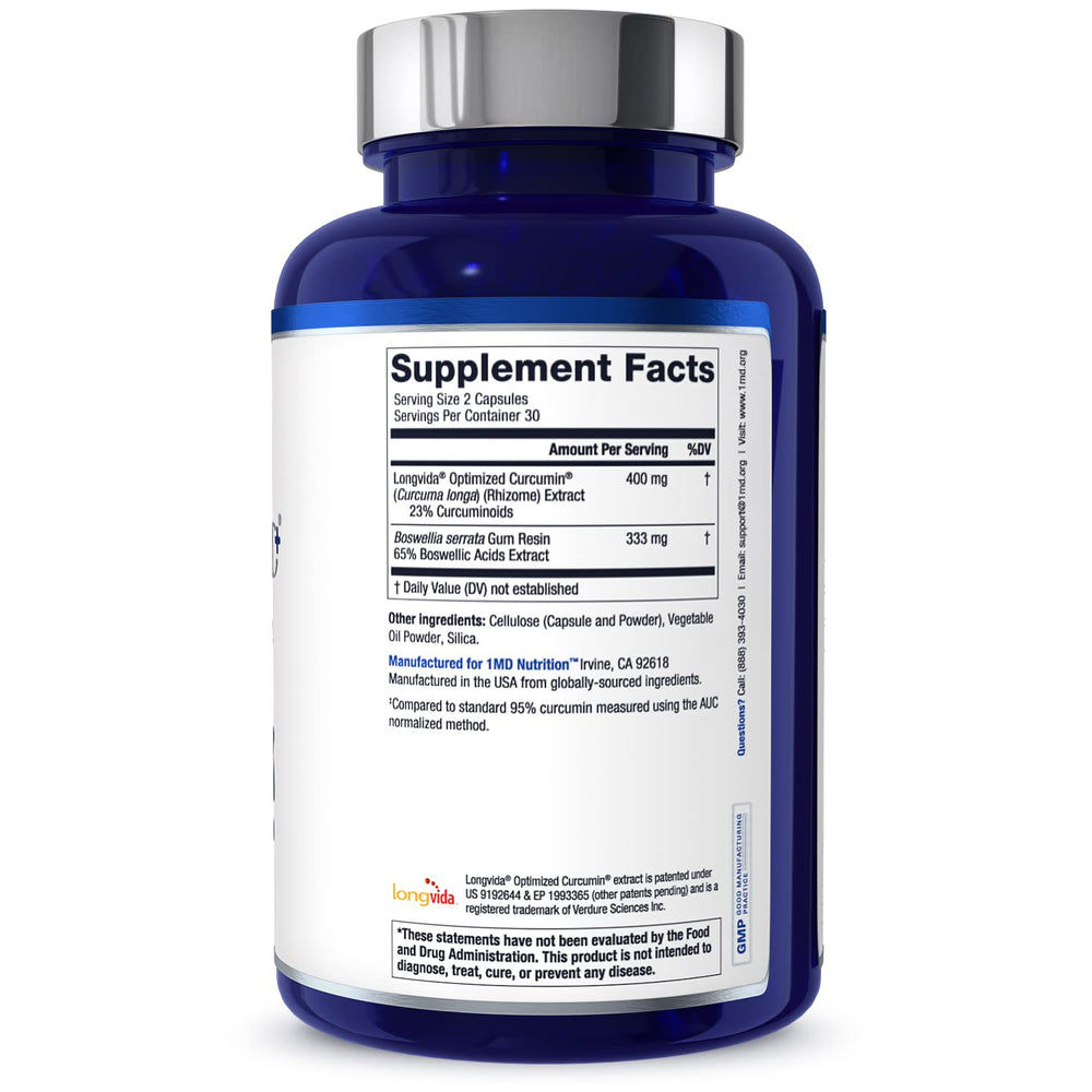 1MD CurcuminMD Plus bottle with serving suggestion and mood support messaging