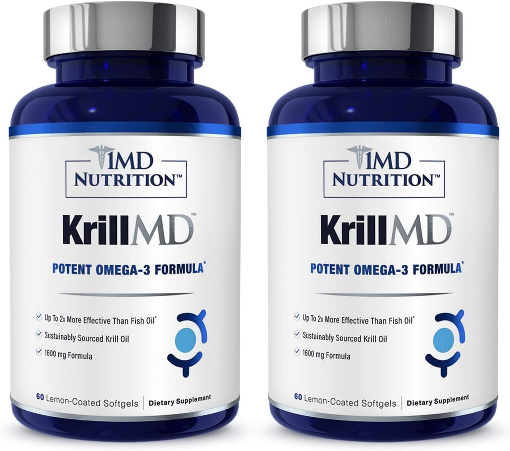 1MD KrillMD Antarctic krill oil softgels bottle for omega-3 support