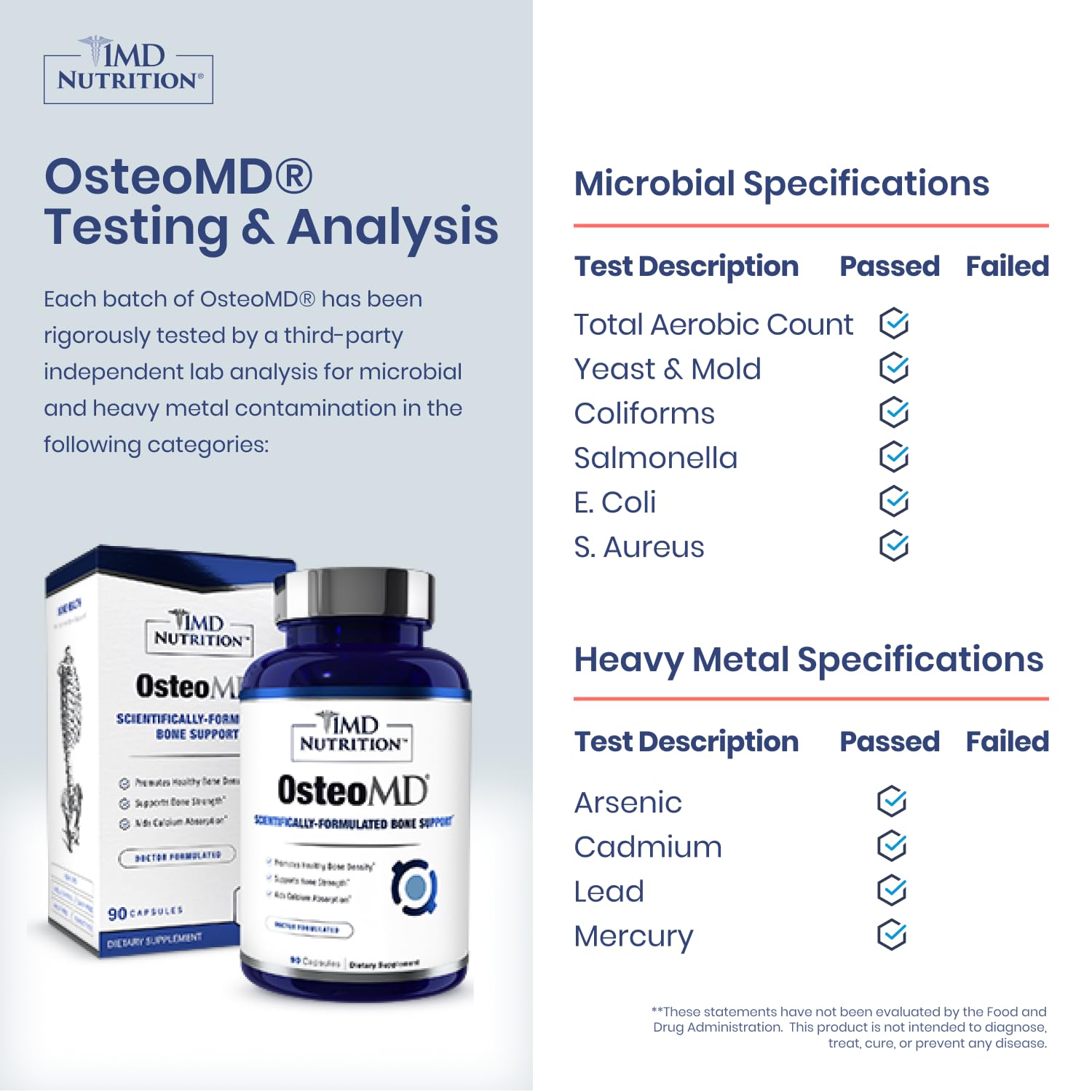 OsteoMD label detail highlighting vitamin D3 and K2 for bone support.