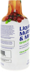 Closeup of Citrus Burst label highlighting antioxidants and vitamins.