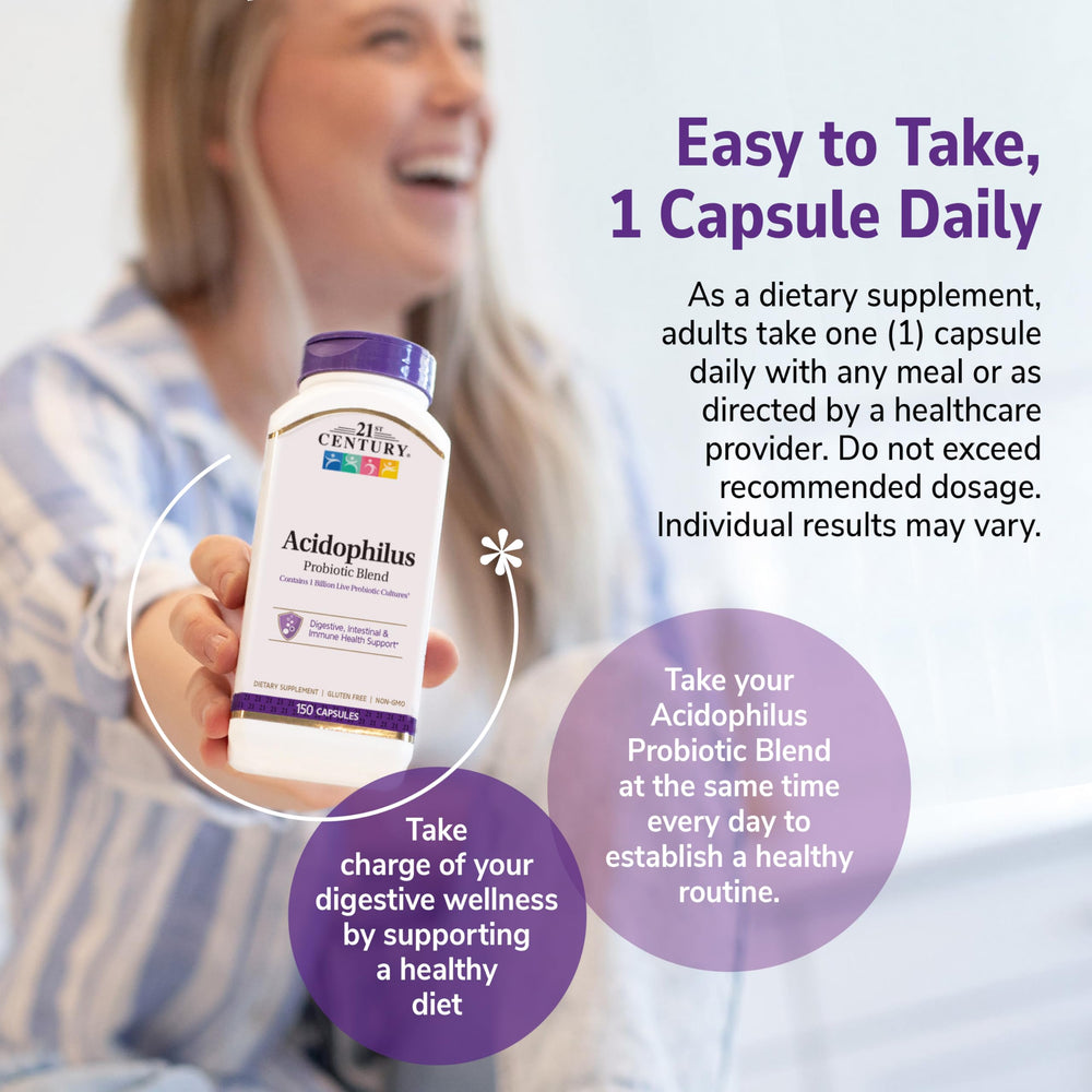 21st Century Acidophilus prebiotic inulin in the formula supports probiotic activity
