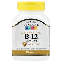 21st Century B-12 bottle with prolonged-release tablets for steady energy support