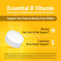 Back label detail confirms gluten-free, lab-tested quality for 21st Century Biotin.