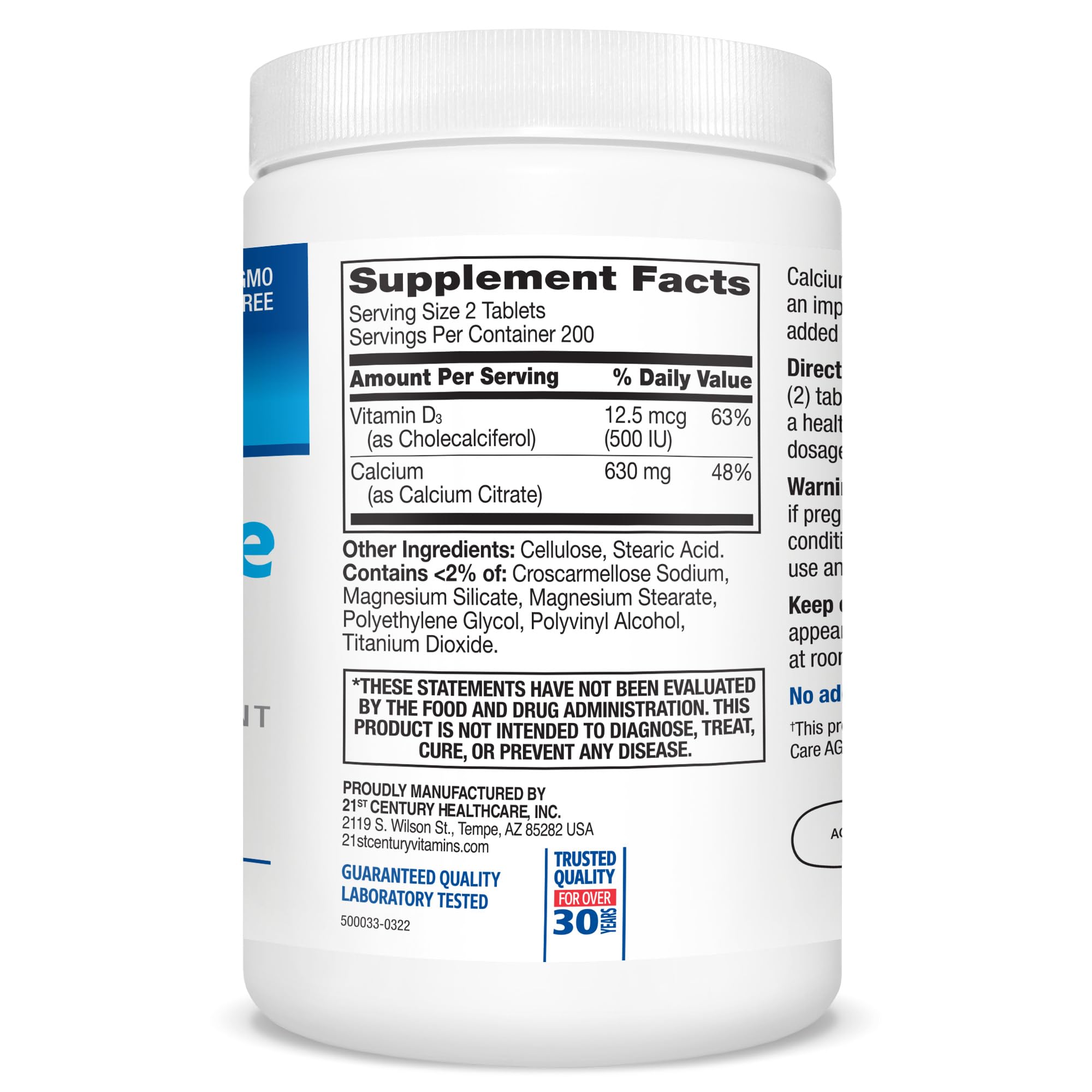 21st Century Calcium Citrate Plus D3 bottle cap opening demonstrating ease of daily use.