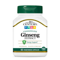21st Century Ginseng Extract veg capsules bottle front for daily energy support.