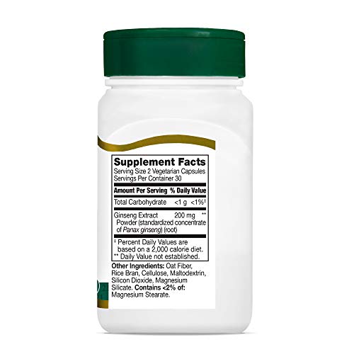 21st Century Ginseng Extract veg capsules lifestyle shot highlighting vitality potential.