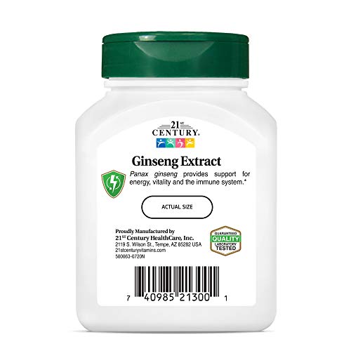 21st Century Ginseng Extract veg capsules packaging emphasizing everyday wellness.