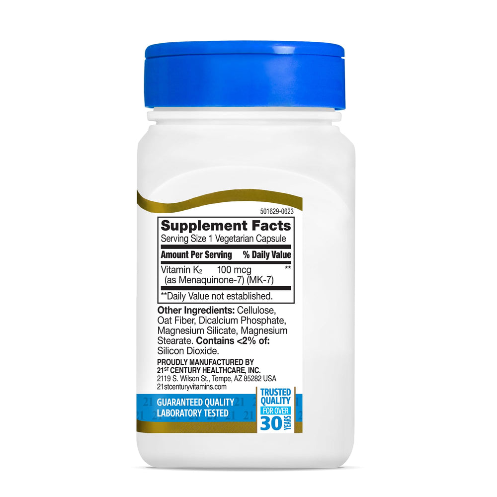 21st Century K2 MK-7 vegan capsules on tray