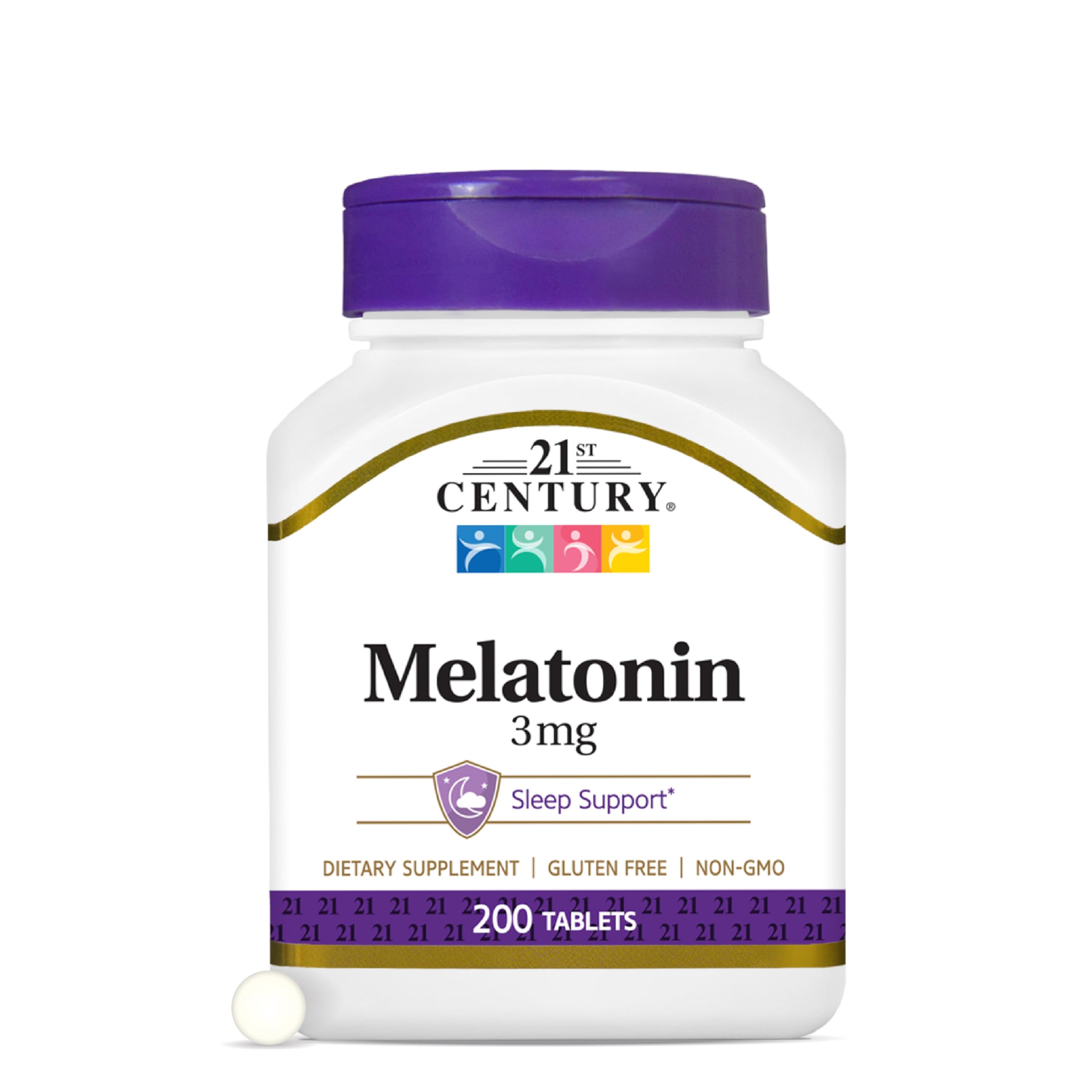 21st Century Melatonin 3 mg tablets bottle front view supports an evening routine.