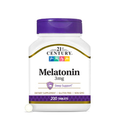 21st Century Melatonin 3 mg tablets bottle front view supports an evening routine.