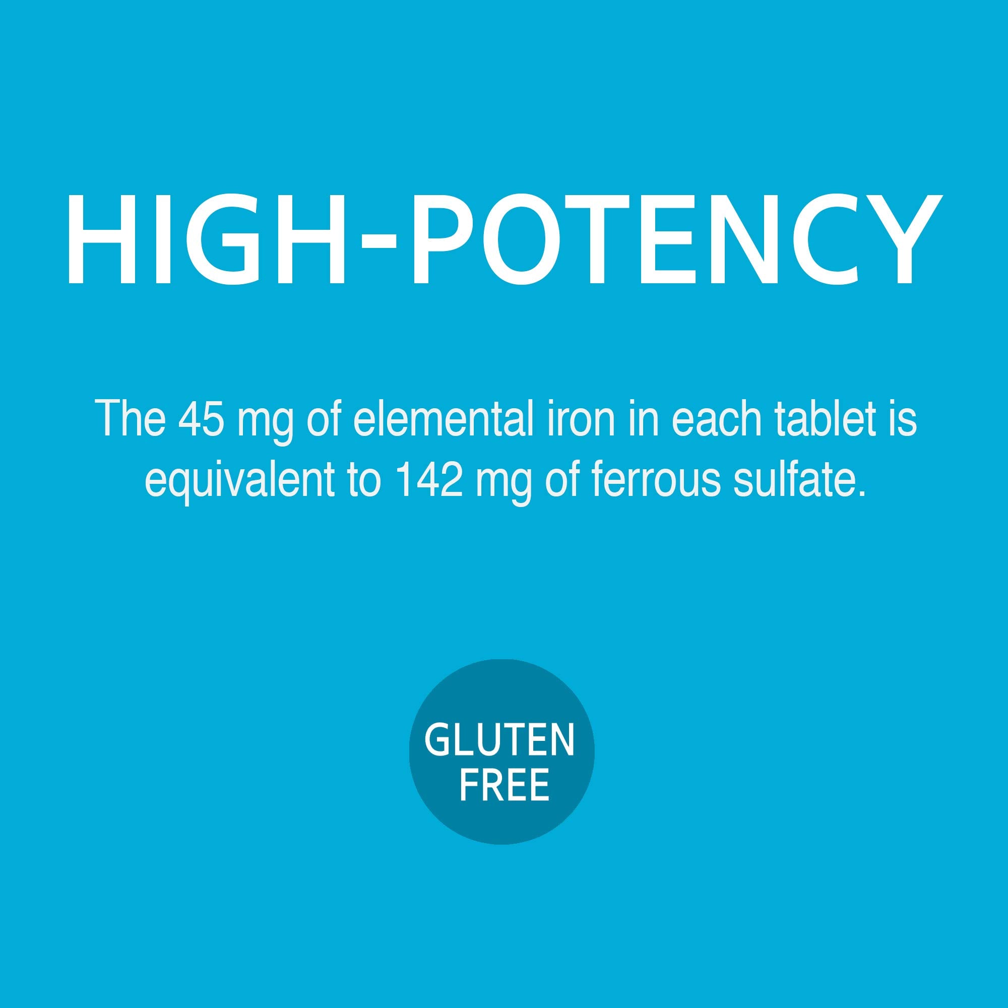 21st Century Slow Release Iron Tablets label closeup highlights purity and potency.