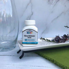 21st Century Slow Release Iron Tablets tablet texture and coating suggesting smooth slow release.